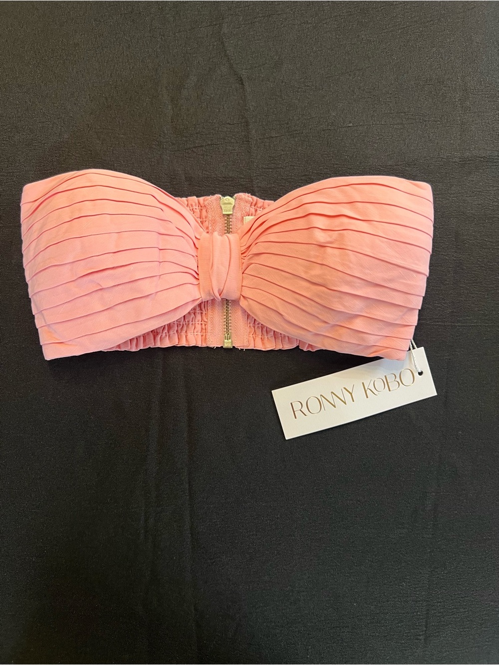 Rommy Kobo Mayah Bandeau Pleated Bandeau Top in Petal Pink size XS NWT